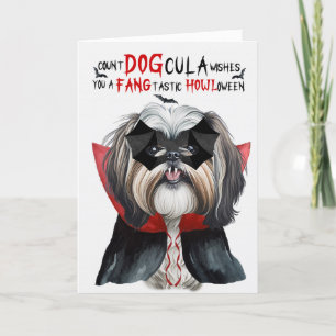 Cartes Pour Fêtes Annuelles Chien Shih Tzu Drôle Compte DOGcula Halloween