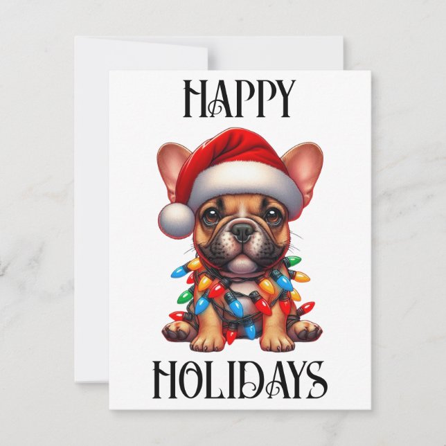Cartes Pour Fêtes Annuelles Chien-taureau français de Noël mignon (Devant)