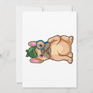 Cartes Pour Fêtes Annuelles Chien-taureau français en tant que détective avec 