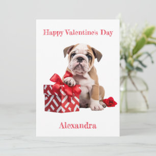 Cartes Pour Fêtes Annuelles Chien-taureau personnalisé avec boîte cadeau rouge