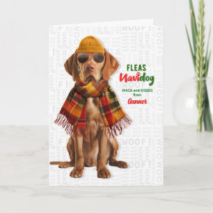 Cartes Pour Fêtes Annuelles Chien Vizsla Mignon Drôle de Navidog avec Nom