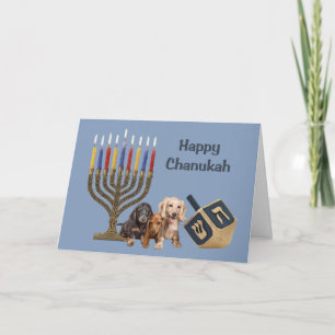 Cartes Pour Fêtes Annuelles Chienne de Chanukah Card Menorah Dreidel2
