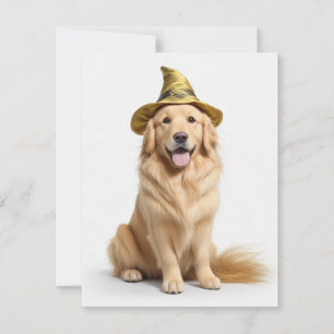 Cartes Pour Fêtes Annuelles Chienne Golden Retriever Sorcière Mignonne