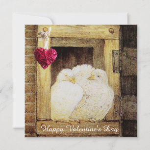 CARTES POUR FÊTES ANNUELLES CHIENS BLANCS DANS WINDOW VALENTINE DAME MONOGRAM,