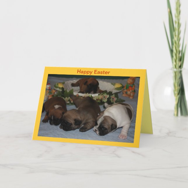 Cartes Pour Fêtes Annuelles Chiens bouledogues français de Pâques French Bulld (Devant)