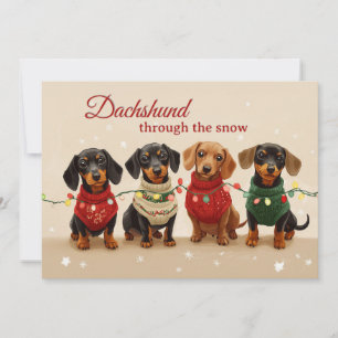 Cartes Pour Fêtes Annuelles Chiens dachshunds vintage Joyeux Noël