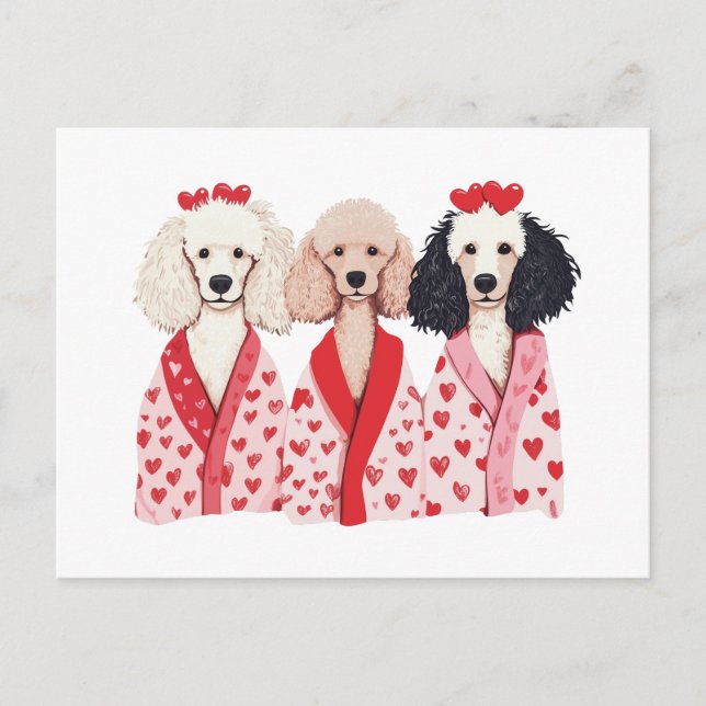 Cartes Pour Fêtes Annuelles Chiens de caniche de la Saint-Valentin (Devant)