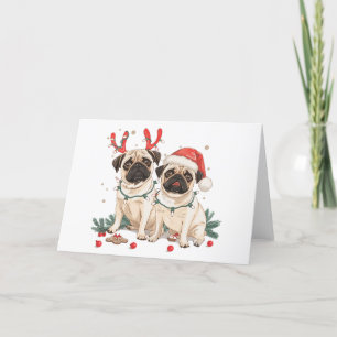 Cartes Pour Fêtes Annuelles Chiens de Carlin de Noël