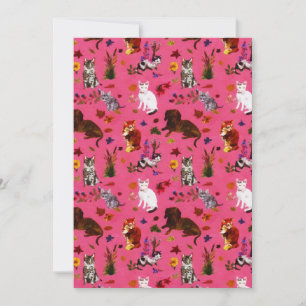 Cartes Pour Fêtes Annuelles Chiens de chat vintages Fleur Jardin