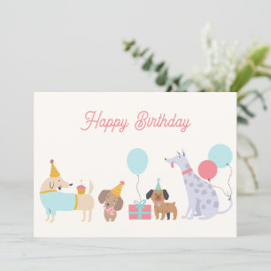 Cartes Pour Fêtes Annuelles Chiens de fête colorés
