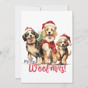 Cartes Pour Fêtes Annuelles Chiens de marionnettes vintages Joyeux Woofmas Des