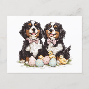 Cartes Pour Fêtes Annuelles Chiens de montagne bernois de Pâques Oeufs de Pâqu