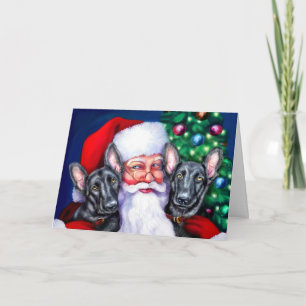 Cartes Pour Fêtes Annuelles Chiens de moutons noirs allemands père Noël