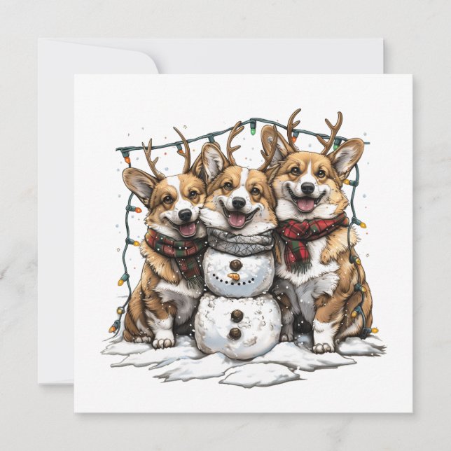 Cartes Pour Fêtes Annuelles Chiens de Noël Chiens de neige (Devant)