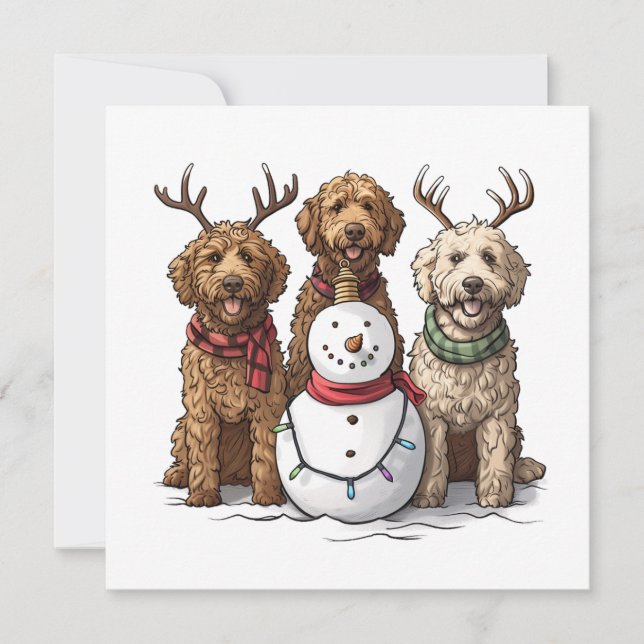 Cartes Pour Fêtes Annuelles Chiens de Noël Goldendoodle (Devant)