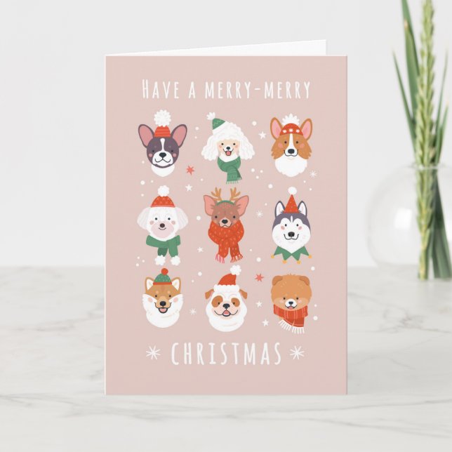 Cartes Pour Fêtes Annuelles Chiens de Noël joyeux (Devant)