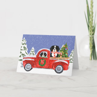 Cartes Pour Fêtes Annuelles Chiens de Noël personnalisés Berner Truck rouge