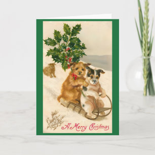 Cartes Pour Fêtes Annuelles Chiens de Noël victoriens Vintages rétro