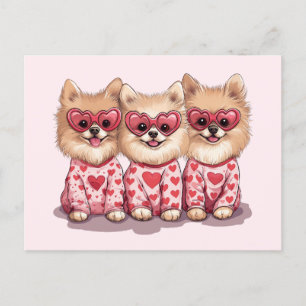 Cartes Pour Fêtes Annuelles Chiens de Poméranie de la Saint-Valentin