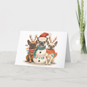 Cartes Pour Fêtes Annuelles Chiens de rennes de taureau français de Noël