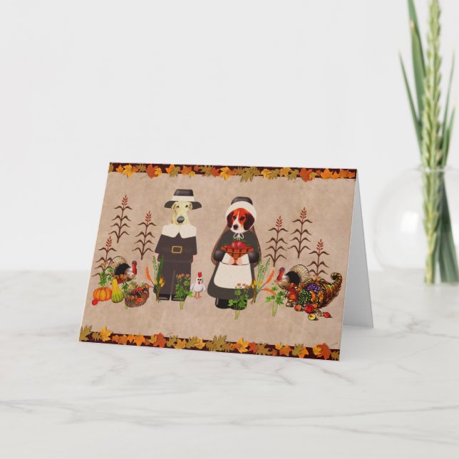 Cartes Pour Fêtes Annuelles Chiens de Thanksgiving (Devant)