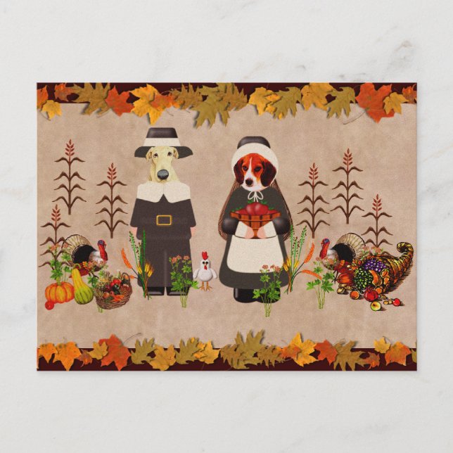 Cartes Pour Fêtes Annuelles Chiens de Thanksgiving (Devant)
