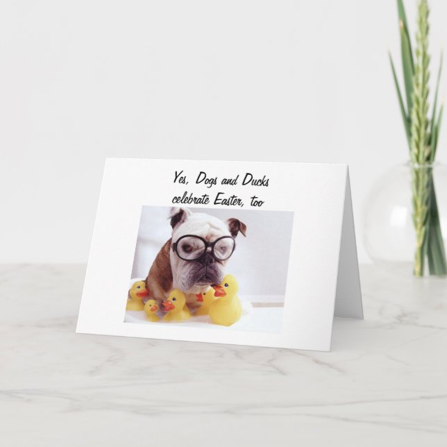 CARTES POUR FÊTES ANNUELLES CHIENS/DUCK CÉLÉBRER PÂQUES (Devant)