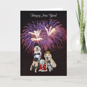 Cartes Pour Fêtes Annuelles Chiens et bonne année mignons de chats