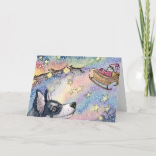 Cartes Pour Fêtes Annuelles Chiens Husky Sleigh