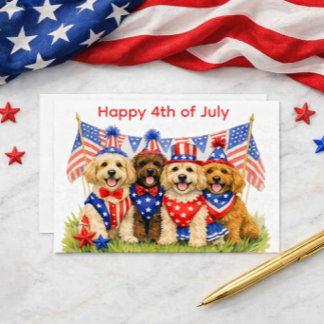 Cartes Pour Fêtes Annuelles Chiens patriotiques : Doodle Dogs 4 juillet 