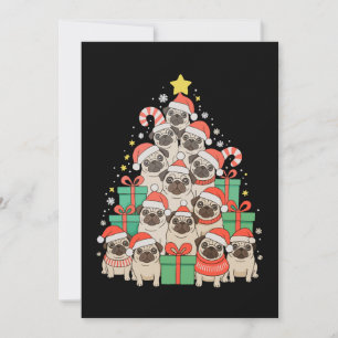 Cartes Pour Fêtes Annuelles Chiens Pug Arbre de Noël Xmas Papa Maman Famille