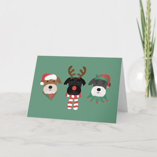 Cartes Pour Fêtes Annuelles Chiens Schnauzer de Noël (Devant)