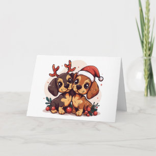 Cartes Pour Fêtes Annuelles Chiens teckel de Noël
