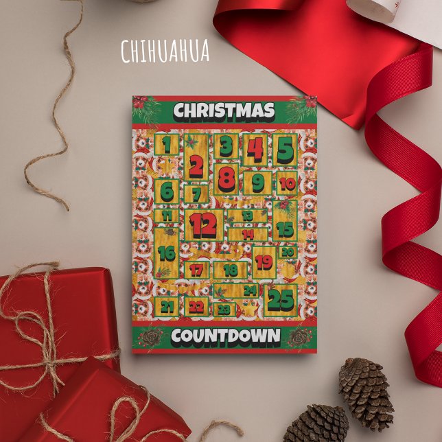 Cartes Pour Fêtes Annuelles Chihuahua Chien Compte Calendrier de l'Avent de No (Créateur téléchargé)