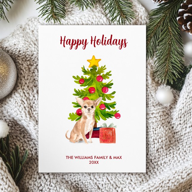 Cartes Pour Fêtes Annuelles Chihuahua Chien Famille Noël (Créateur téléchargé)