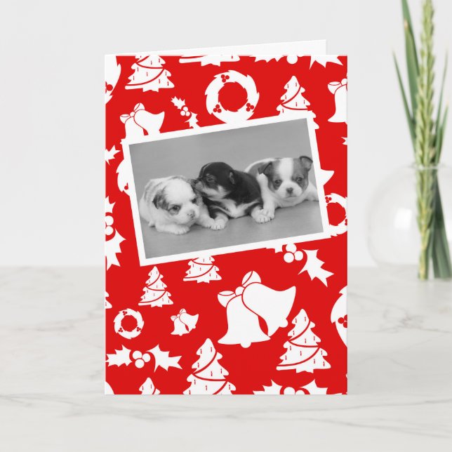 Cartes Pour Fêtes Annuelles Chihuahua Chiuppies Joyeux Arbre de Noël Wreath Be (Devant)