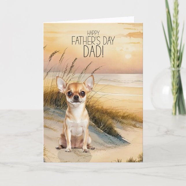 Cartes Pour Fêtes Annuelles Chihuahua Dog Sunset Beach Father's Day (Devant)