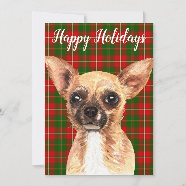 Cartes Pour Fêtes Annuelles Chihuahua Festif Personnalisé (Devant)