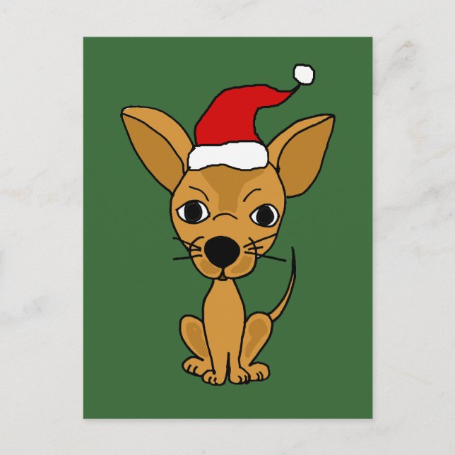 Cartes Pour Fêtes Annuelles Chihuahua Funny à Santa Hat (Devant)