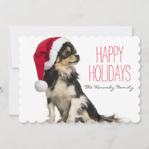 Cartes Pour Fêtes Annuelles Chihuahua portant un casquette de Noël
