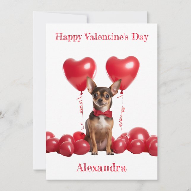 Cartes Pour Fêtes Annuelles Chihuahua Red Heart Balloons Valentine (Devant)