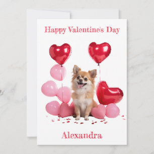 Cartes Pour Fêtes Annuelles Chihuahua Rose Coeur Rouge Balloons personnalisés 