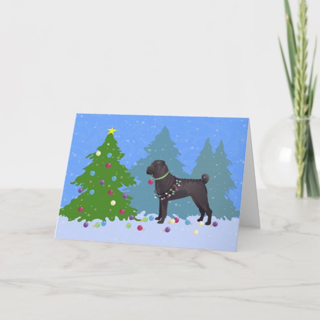 Cartes Pour Fêtes Annuelles Chinois Shar-Pei Décoration Arbre de Noël -Forêt (Devant)