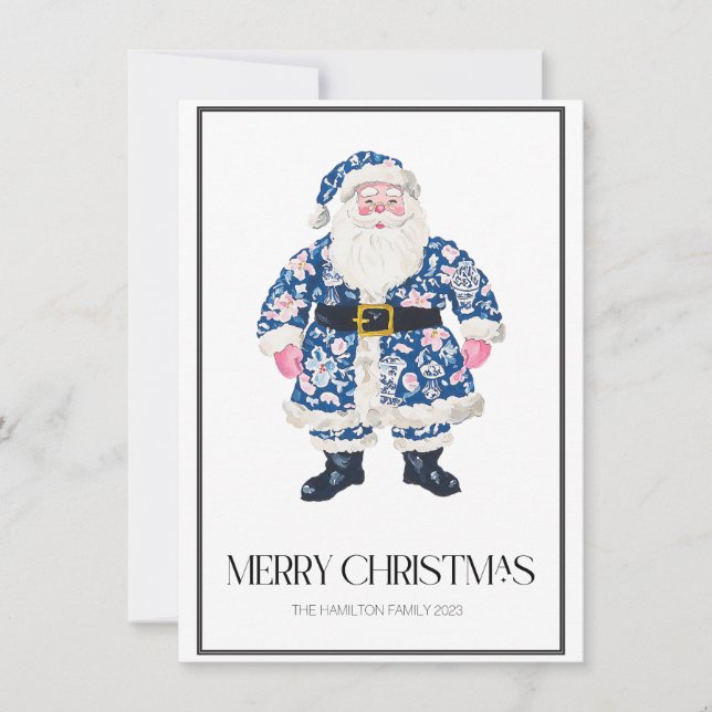 Cartes Pour Fêtes Annuelles Chinoiserie Christmas Père Noël Preppy Photo (Devant)