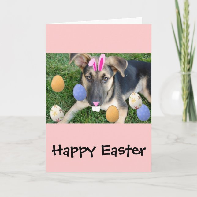 Cartes Pour Fêtes Annuelles Chiot allemand de Pâques (Devant)