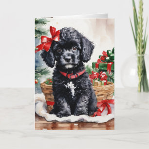 Cartes Pour Fêtes Annuelles chiot de caniche de Noël