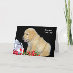 Cartes Pour Fêtes Annuelles Chiot de golden retriever de vacances