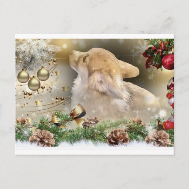 Cartes Pour Fêtes Annuelles Chiot de Noël Corgi (Devant)
