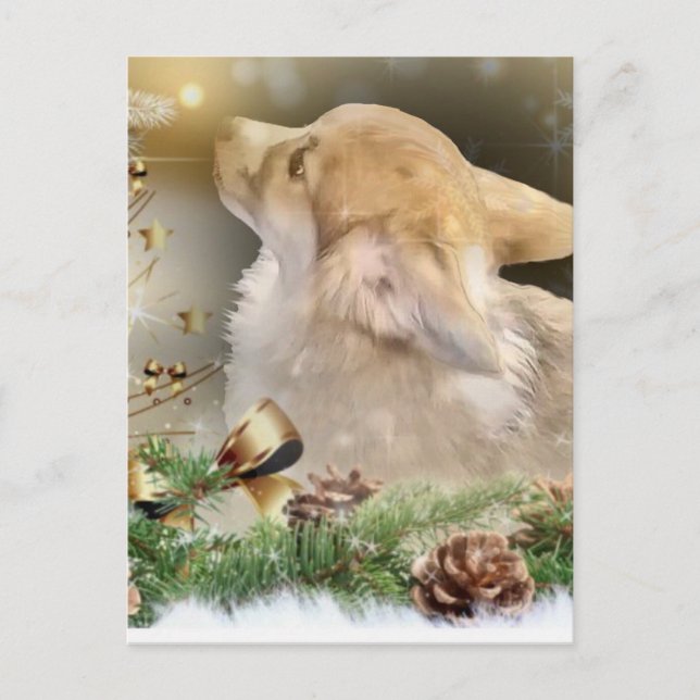 Cartes Pour Fêtes Annuelles Chiot de Noël Corgi (Devant)