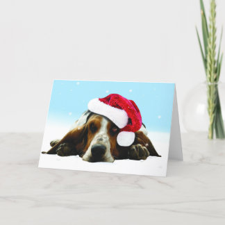 Cartes Pour Fêtes Annuelles Chiot de silence avec le casquette de père Noël